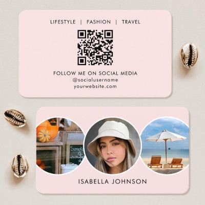 Contemporary Profile Photos QR Code Blush Pink