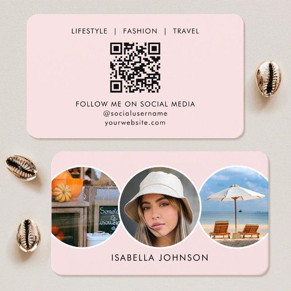 Contemporary Profile Photos QR Code Blush Pink