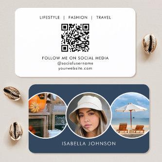 Contemporary Profile Photos QR Code Slate Blue