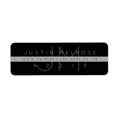 Contemporary Return Address Label | Black & Grey