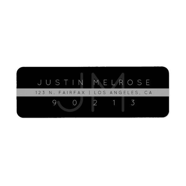 Contemporary Return Address Label | Black & Grey