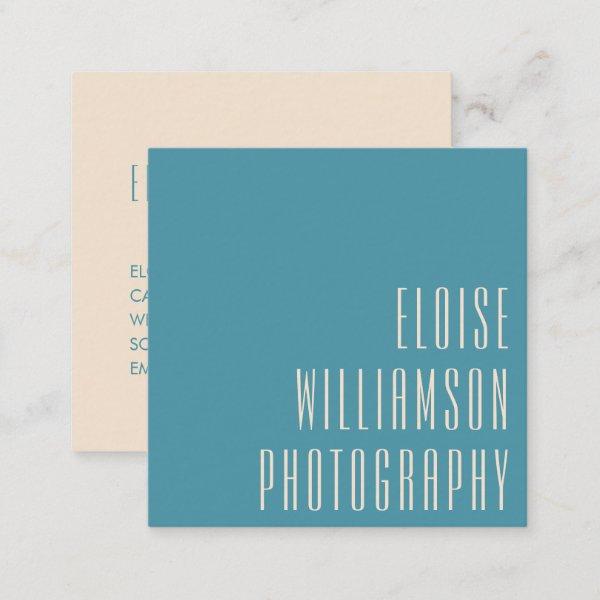 Contemporary Trendy Chic Bold Typography Teal Blue Square