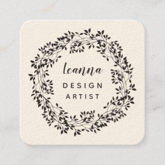 Contemporary Wreath Type Design Artist Square Appointment Card