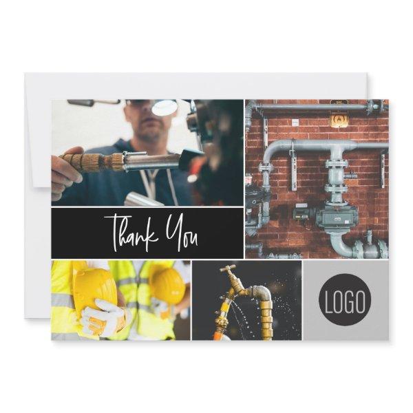 Contractor Business Custom Photo collage logo Holiday Card