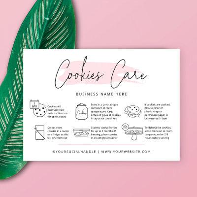 Cookies Care Instructions Blush Pink Watercolor