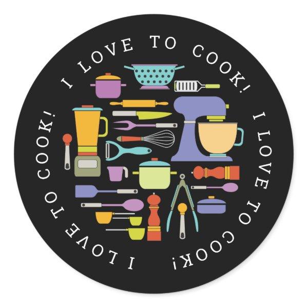 Cooking Equipment, Gadgets & Utensils Pattern Classic Round Sticker