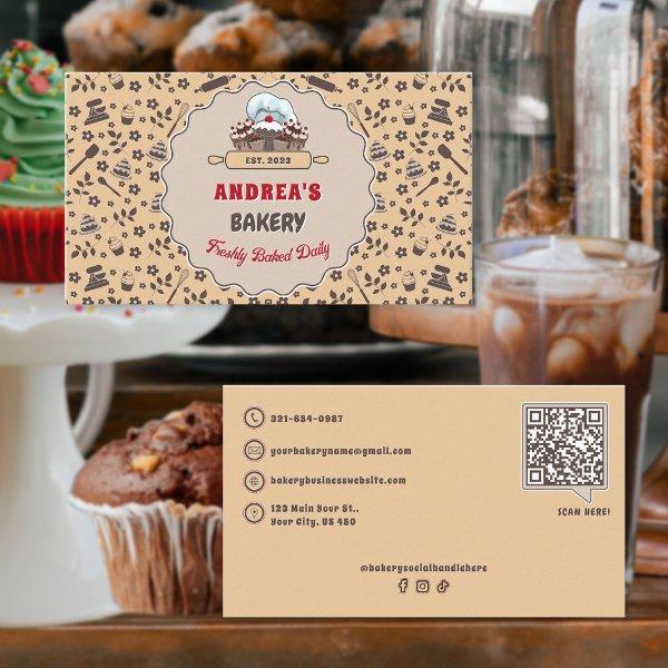 Cooking Utensils Bakery Customized Logo QR Code