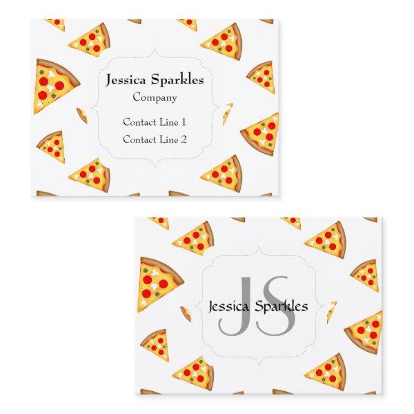 Cool and fun pizza slices pattern Monogram white