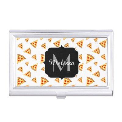 Cool and fun pizza slices pattern Monogram white  Case
