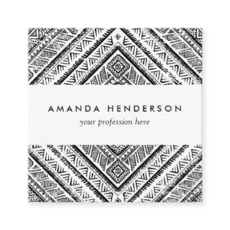 Cool Black and White Aztec Tribal Pattern Square