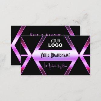 Cool Black Geometric Pink Purple Shimmer with Logo