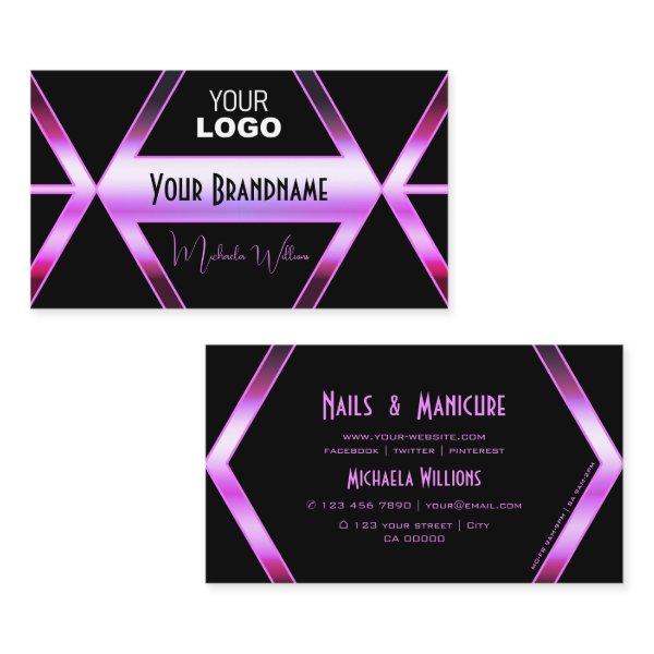 Cool Black Geometric Pink Purple Shimmer with Logo