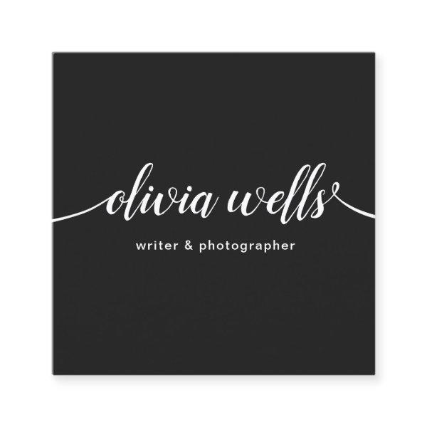 Cool Black Handwritten Script Calligraphy Square Square