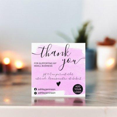 Cool brushstroke watercolor purple order thank you square