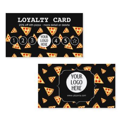 Cool fun pizza slices pizzeria pattern Your logo Loyalty Card
