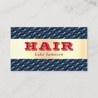 Cool Gold and Vintage Red Typography Hair Stylist