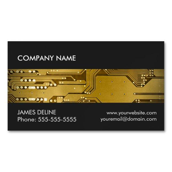 Cool Gray Gold Circuit Computer Repair Magnetic