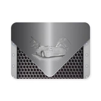 cool grey  metal look with drawing of a car