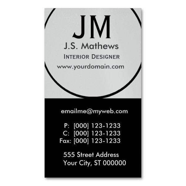Cool Interior Designer Corporate Black  Monogram Magnetic