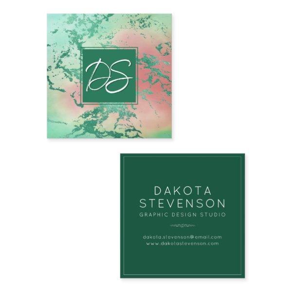 Cool Marble | Pastel Purple Blue Pink Monogram Square