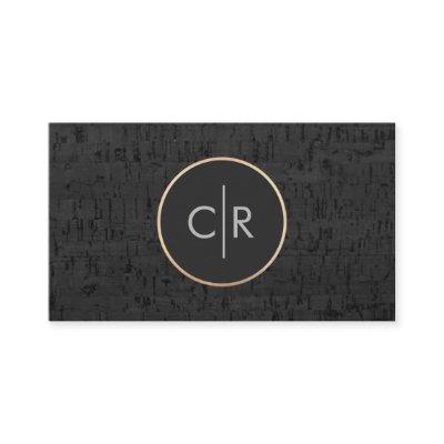 Cool Modern Black Monogram Circle Cork Board