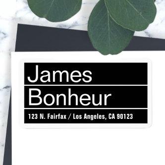 Cool Modern Black & White Return Address Label