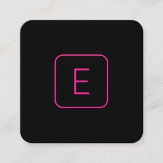 Cool Modern Pink Black Monogram or Company Letter Square