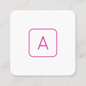 Cool Modern Pink White Monogram or Company Letter Square
