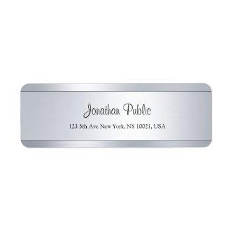 Cool Modern Script Silver Template Return Address Label