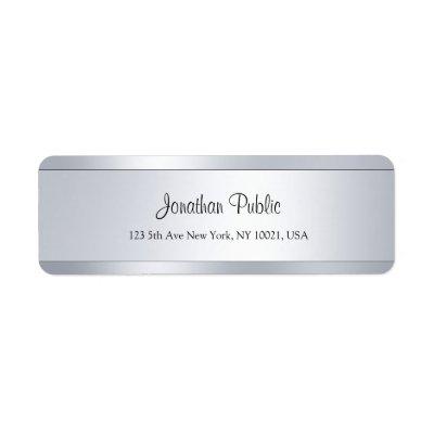 Cool Modern Script Silver Template Return Address Label