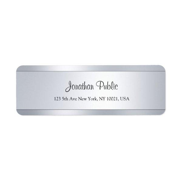 Cool Modern Script Silver Template Return Address Label