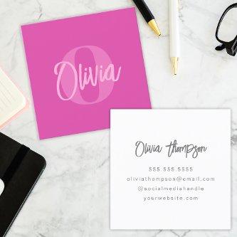 Cool Monochrome Preppy Pink Trendy Script Monogram Square