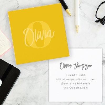 Cool Monochrome Yellow Trendy Script Monogram Square