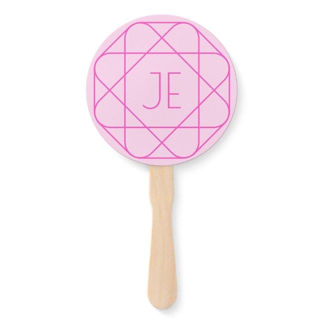 Cool Monogram, Hip Logo Style | Pink & Magenta Hand Fan