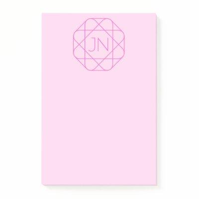 Cool Monogram, Hip Logo Style | Pink & Magenta Post-it Notes