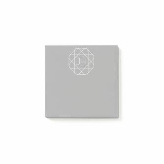 Cool Monogram, Hip Logo Style Vibe | Grey & White Post-it Notes