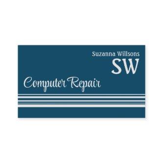 Cool Ocean Blue Light Gray with Monogram and Photo