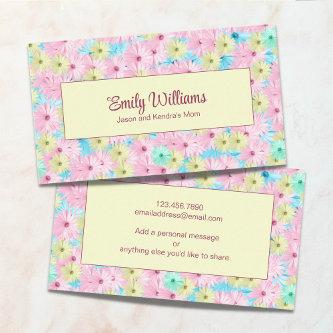 Cool Pastel Daisies Mommy Play Date Yellow Calling Card