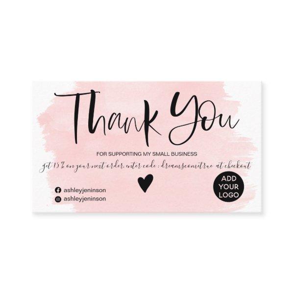 Cool pink watercolor brush script order thank you