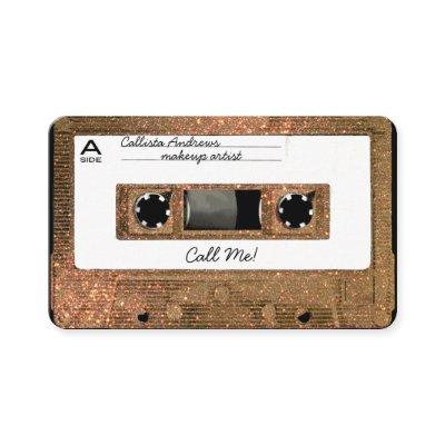 Cool Retro 80's Gold Glitter Cassette Tape Mixtape