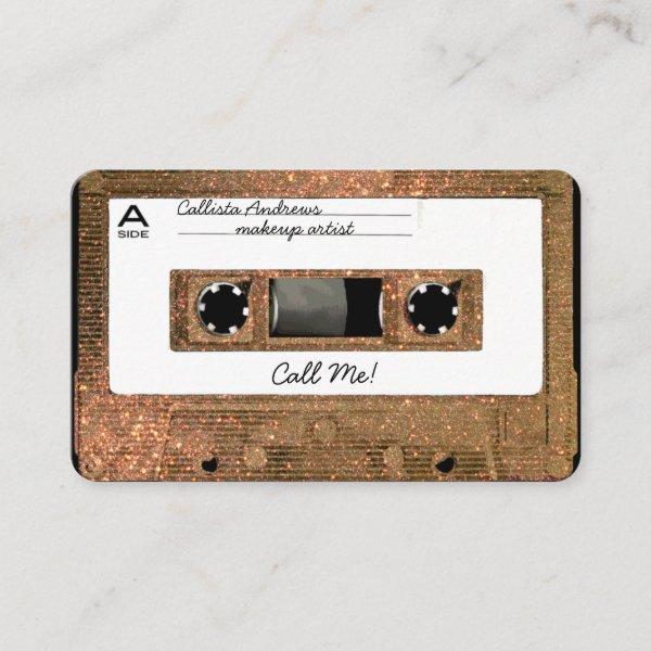 Cool Retro 80's Gold Glitter Cassette Tape Mixtape