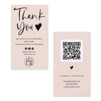 Cool script blush pink logo order thank you