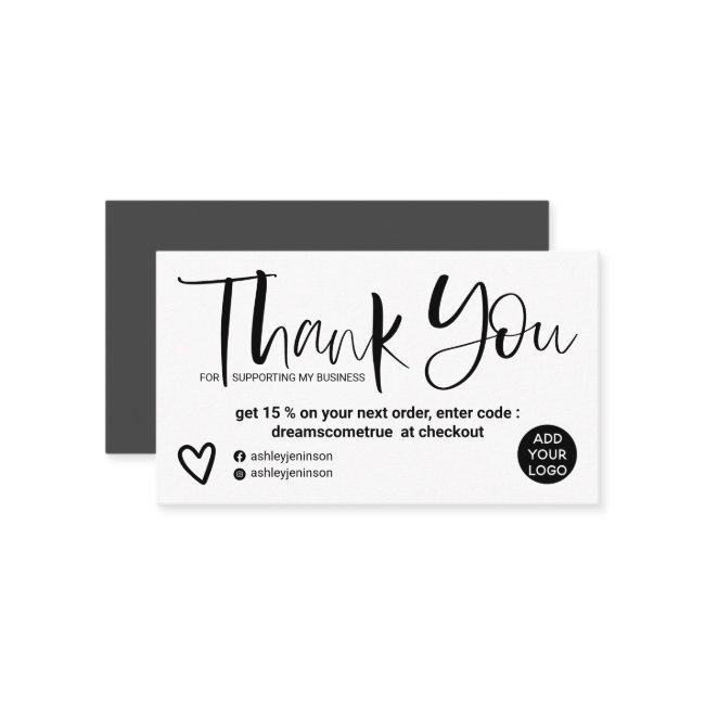Cool script brush font black white order thank you