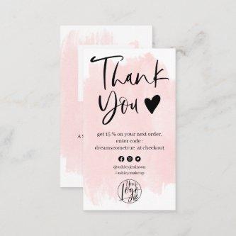 Cool script pink brushstroke logo order thank you
