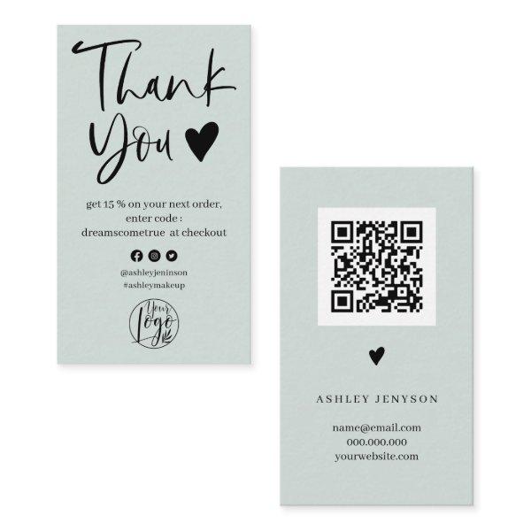 Cool script sage green logo order thank you