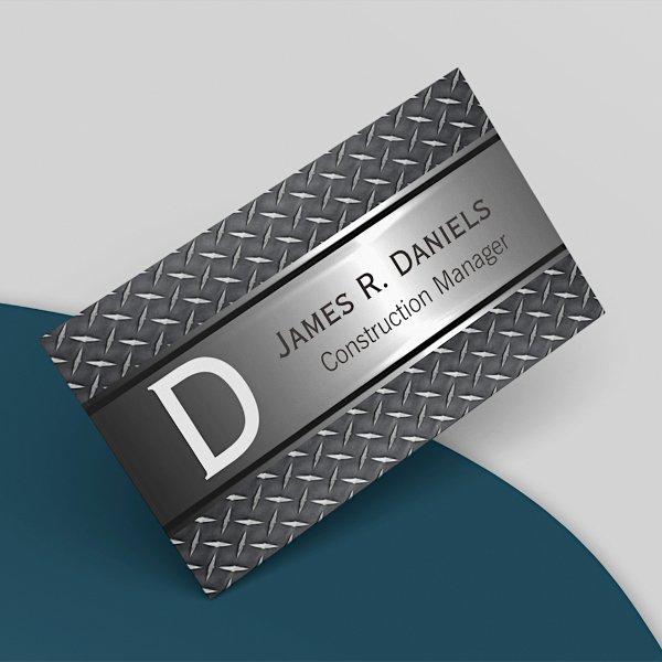 Cool Steel Gray Faux Metal Diamond Plate Pattern