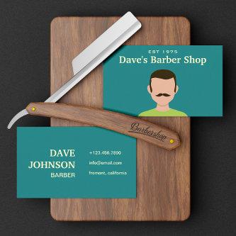 Cool Teal Retro Vintage Barber Shop