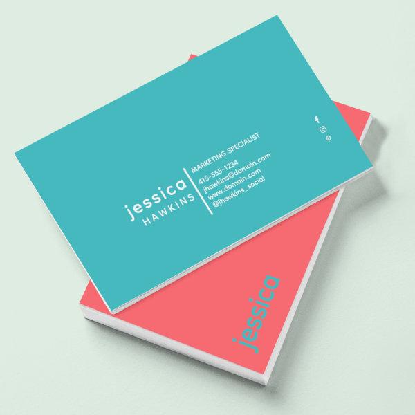 Cool Trendy Modern Coral & Verdigris (Blue Green)
