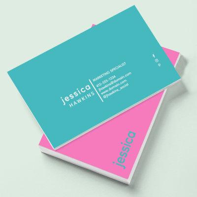 Cool Trendy Modern Hot Pink & Verdigris Blue-Green