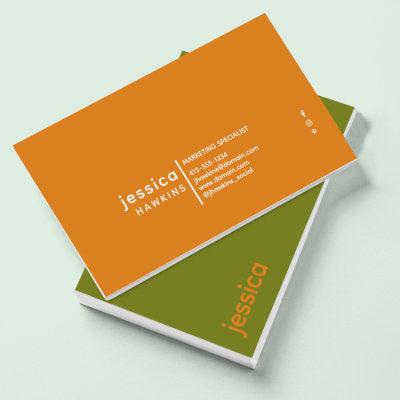 Cool Trendy Modern Olive Green & Harvest Orange